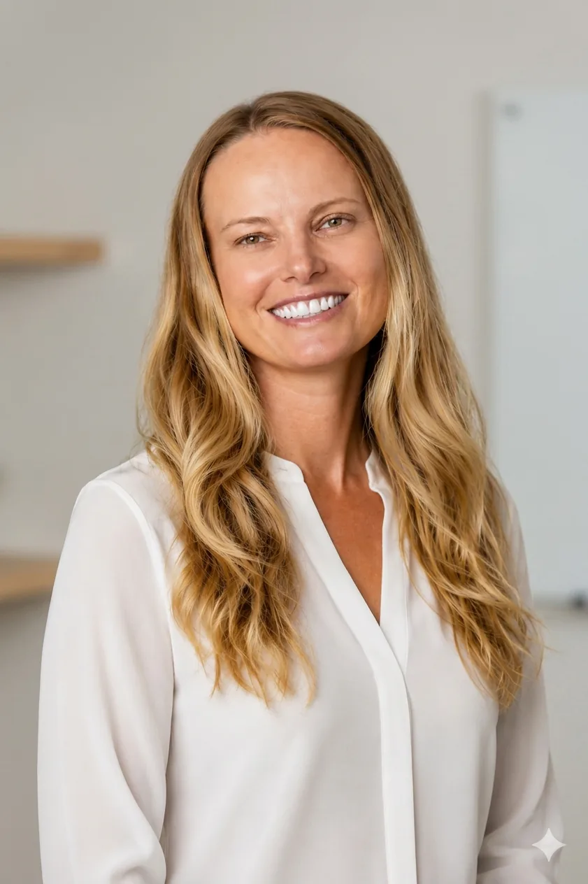 Owner of Browns Gymnastics, smiling in her gym